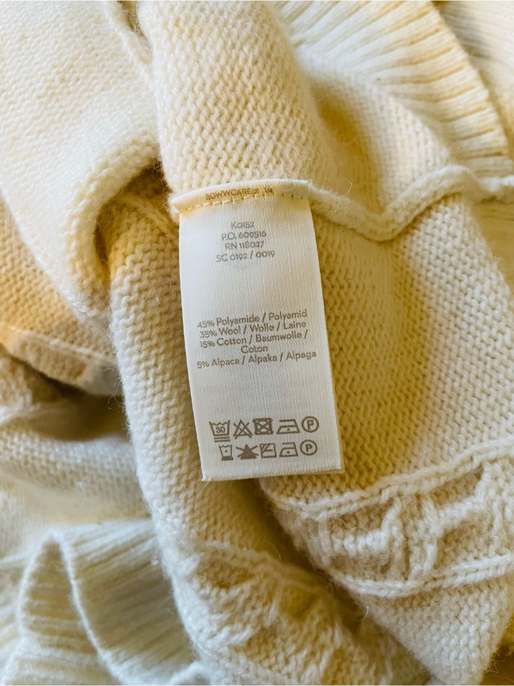 Boden Women’s Sweater Cable Knit Wool Alpaca Blend Ivory Cream Chunky sz M - Picture 4 of 13